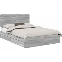 vidaXL Opbergbed met lade Grijs Sonoma 160 x 200 cm Bewerkt hout
