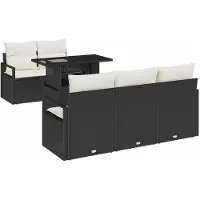 vidaXL Tuinbank Set 6 st 5-Aantal zitplaatsen Zwart poly rattan