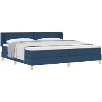 vidaXL Boxspringbed met hoofdeinde, blauw, 200 x 200 cm, gestoffeerd