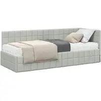 vidaXL Hoekbedframe met Matras 2 st Lichtgrijs 80 x 200 cm Fluweel