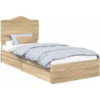vidaXL Opbergbed met lade Sonoma Eik 90 x 190 cm Bewerkt hout