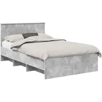 vidaXL Bedframe met hoofdeinde Beton Grijs 120 x 123 cm Bewerkt hout