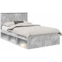 vidaXL Bedframe met hoofdeinde Beton 120 x 200 cm Massief grenenhout