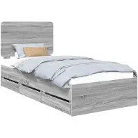 vidaXL Bedframe met lade Grijs Sonoma 75 x 190 cm Ingenieurshout