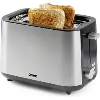 Domo DO966T Broodrooster - 2 Extra Brede Sleuven - Ingebouwd Broodjesrek - 900W - RVS/Zwart