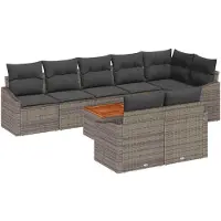 vidaXL Tuinbank Set 9 st Grijs poly rattan