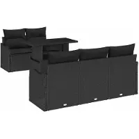 vidaXL Tuinbank Set 6 st Zwart Poly Riet