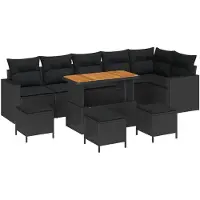 vidaXL Tuinbank Set 10 st Zwart poly rattan