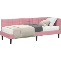 vidaXL Hoekbedframe met Matras met hoofdeinde 2 st Grijs Fluweel