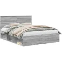 vidaXL Bedframe Grijs Sonoma 160 x 200 cm Massief grenenhout