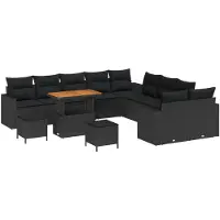 vidaXL Tuinbank Set 17 st 10-Aantal zitplaatsen Zwart poly rattan