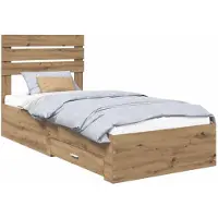 vidaXL Bedframe met lade Artisan Eiken 100 x 200 cm Bewerkt hout
