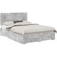 vidaXL Bedframe met lade Beton Grijs 150 x 200 cm Bewerkt hout