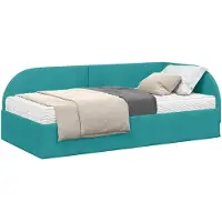 vidaXL - Hoekbedframe - met - Matras - met - hoofdeinde - 2 - st - Turquoise - Fluweel