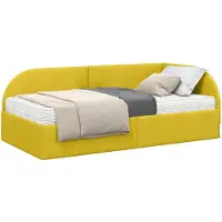 vidaXL Hoekbedframe met Matras met hoofdeinde 2 st Geel Fluweel