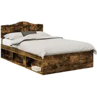 vidaXL Bedframe Gerookt eiken 120 x 190 cm Massief grenenhout