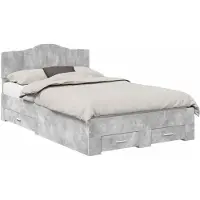 vidaXL Bedframe met lade Beton Grijs 135 x 190 cm Bewerkt hout