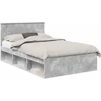 vidaXL Bedframe met hoofdeinde Beton 120 x 200 cm Bewerkt hout