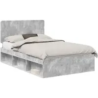 vidaXL Bedframe Betongrijs 120 x 200 cm Massief grenenhout