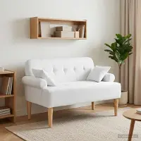 vidaXL Lovingseat met knoopge tuft Wit 120 x 65 x 79 cm Stof
