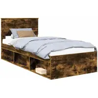 vidaXL Bedframe Rook Eiken 90 x 200 cm Massief grenenhout