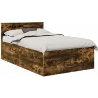vidaXL Bedframe met hoofdeinde Gerookt eiken 120 x 200 cm Bewerkt hout