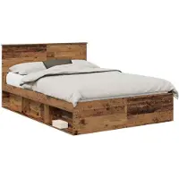 vidaXL Bedframe met hoofdeinde Oudhout 150 x 200 cm Bewerkt hout