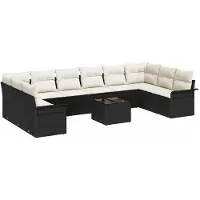 vidaXL Tuinbank Set 11 st Zwart poly rattan