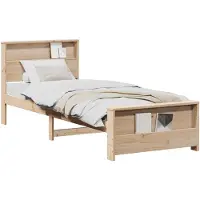 vidaXL Bedframe met plank Bruin 80 x 200 cm Massief grenenhout