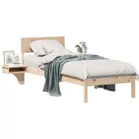 vidaXL Bedframe met hoofdeinde Bruin 75 x 190 cm Massief grenenhout