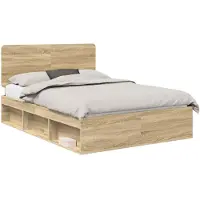 vidaXL Bedframe Sonoma Eiken 140 x 190 cm Massief grenenhout