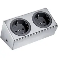 Thebo Stopcontact Alba 2st met 2 contactdozen kleur Rvs