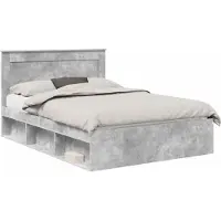 vidaXL Bedframe, universeel, betonlook, grijs, 150 x 200 cm, massief grenenhout
