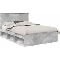 vidaXL Bedframe met hoofdeinde, betonlook, 160 x 200 cm, massief dennenhout