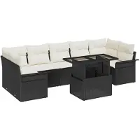 vidaXL Tuinbank Set 8 st Zwart [Synthetisch]: Poly Riet