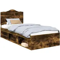 vidaXL Bedframe Rook Eiken 90 x 190 cm Massief grenenhout