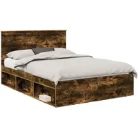 vidaXL Bedframe Rook Eiken 140 x 200 cm Massief grenenhout