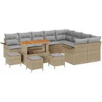 vidaXL Tuinbank Set 13 st 12-Aantal zitplaatsen Beige en Lichtgrijs