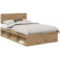 vidaXL Bedframe Ambachtelijk Eiken 120 x 190 cm Massief grenenhout