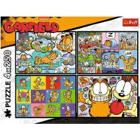 Trefl puzzel Garfield 4x250 stukjes - Garfield doesn't like Mondays.