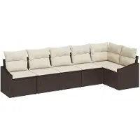 vidaXL Tuinbank Set 6 st Bruin en wit poly rattan