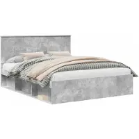 vidaXL Bedframe met hoofdeinde Beton 160 x 200 cm Massief grenenhout