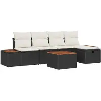 vidaXL Tuinbank Set 6 st Zwart poly rattan