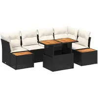 vidaXL Tuinbank Set 10 st Zwart Poly rattan