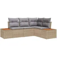 vidaXL Tuinbank Set 4 st 4-Aantal zitplaatsen Beige en Lichtgrijs