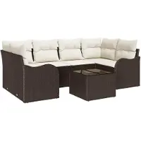 vidaXL Tuinbank Set 7 st 6-Aantal zitplaatsen Bruin en Crème