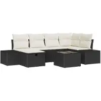 vidaXL Bankstel 7 st poly rattan