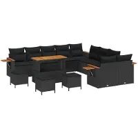 vidaXL Tuinbank Set 18 st 11-Aantal zitplaatsen Zwart poly rattan