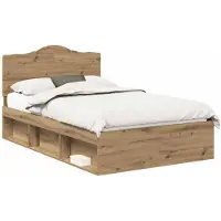 vidaXL Bedframe Ambachtelijk Eiken 120 x 200 cm Massief grenenhout