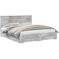 vidaXL Bedframe met lade Beton Grijs 200 x 200 cm Bewerkt hout